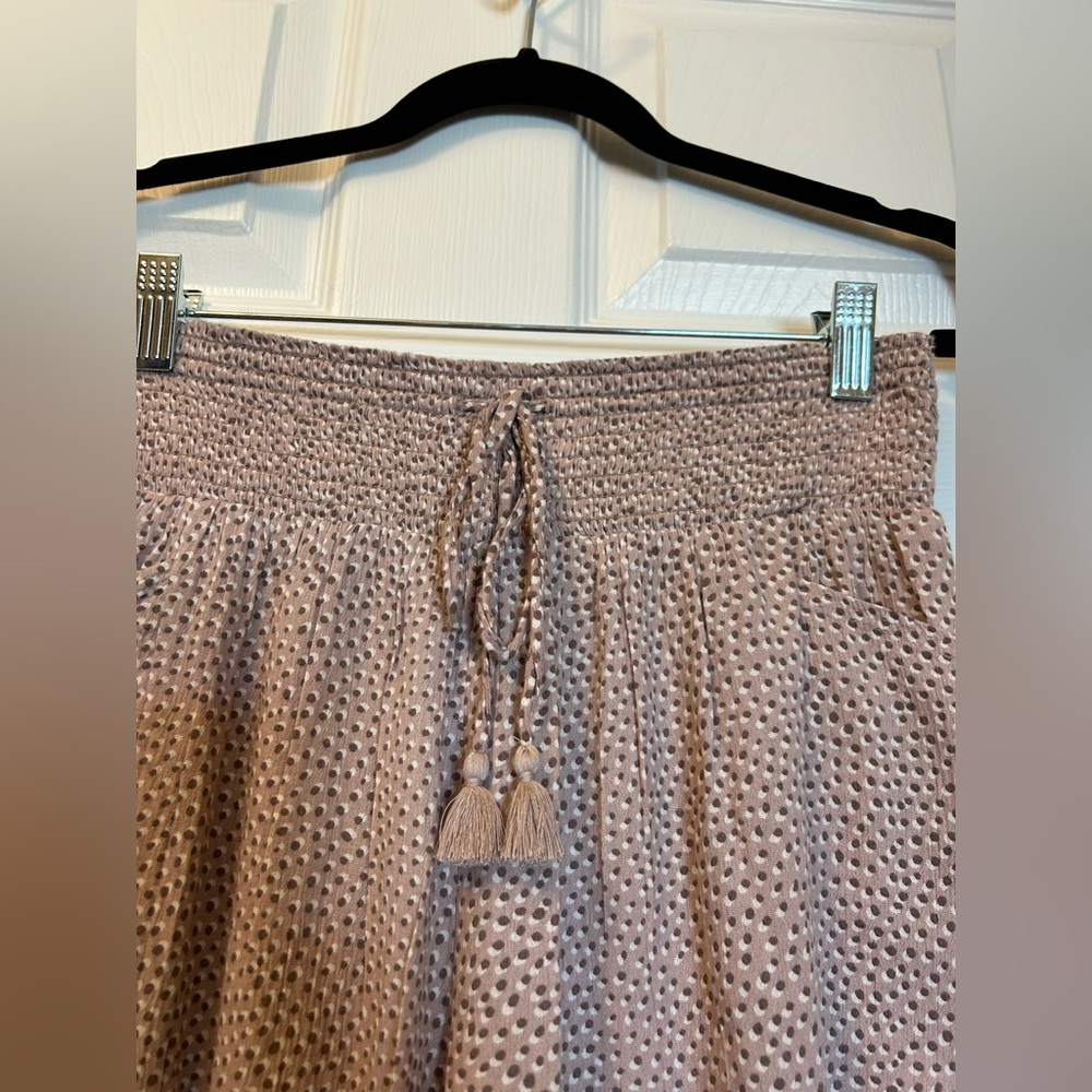 Aerie Smocked Waist Tan Gauze Pants - Picture 7 of 12